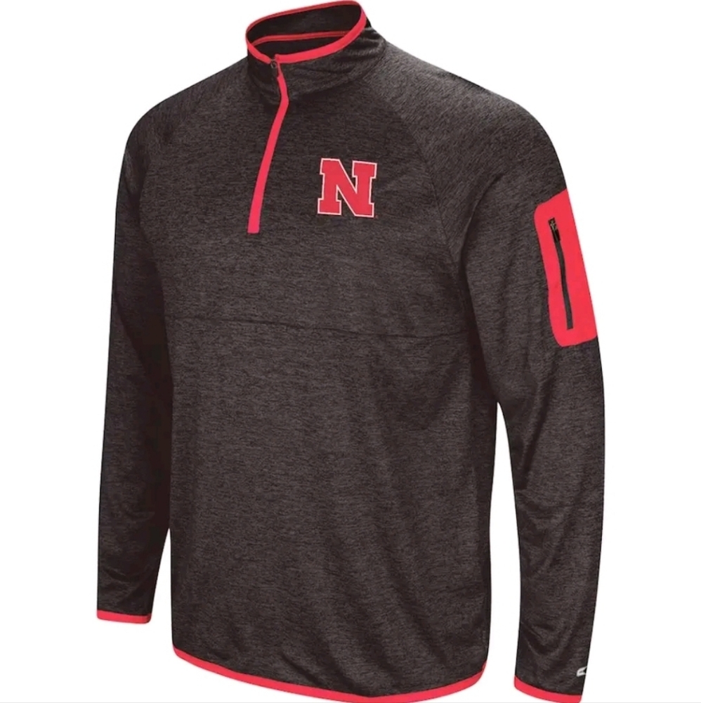 Nebraska Huskers Colosseum Black Red Amnesia 1/4-Zip Pullover Men's Medium NWT